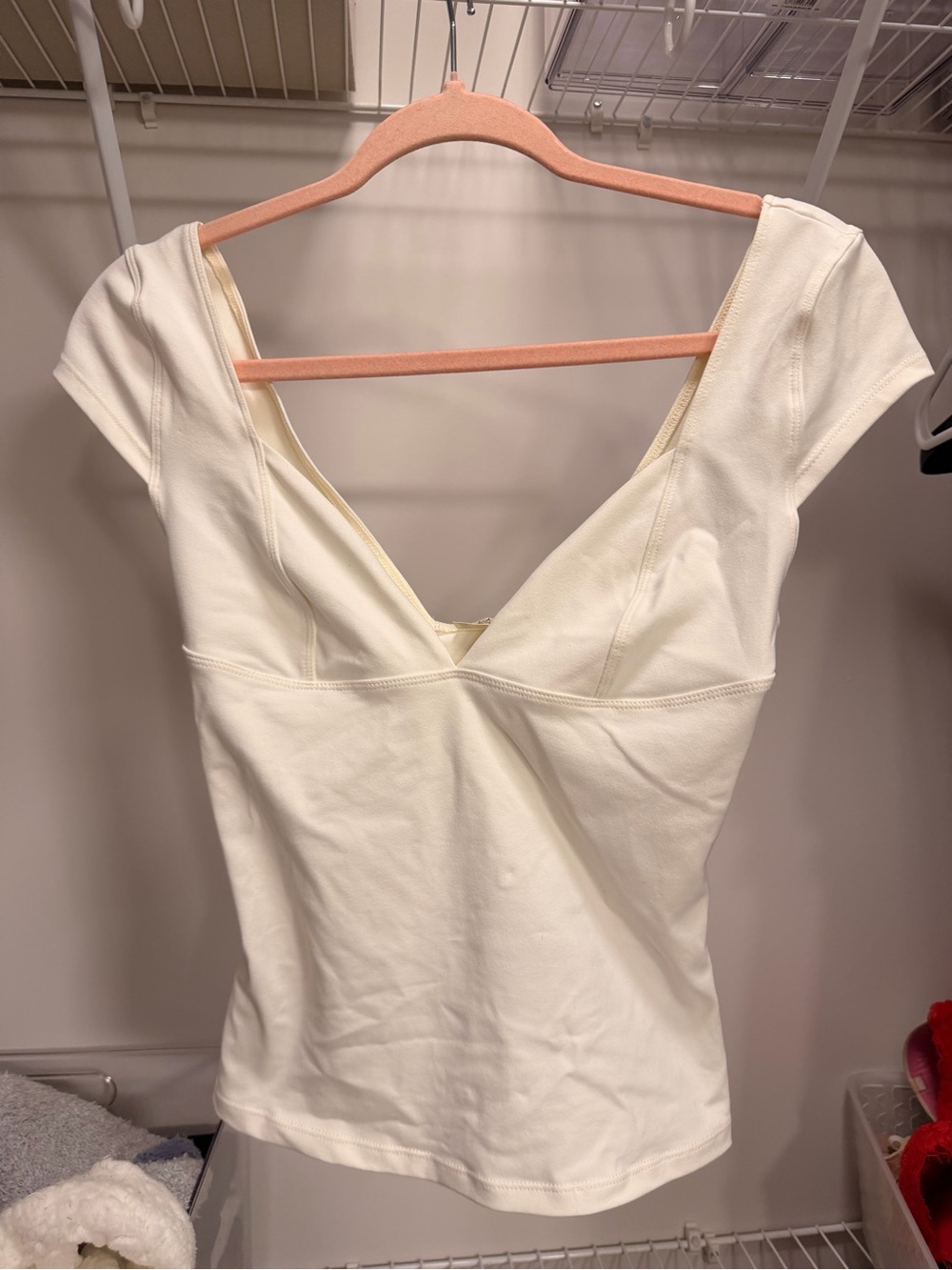 Free People Cream V-Neck Cap Sleeve Crop Top